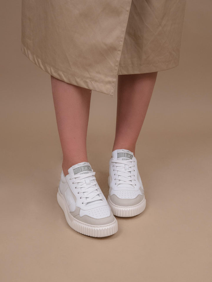 Sneakers in pelle Hybro city bianco beige 2017044 141B61 VOILE BLANCHE 