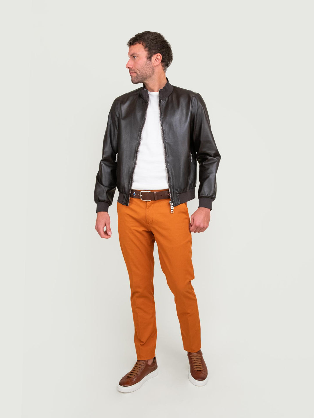 BOMBER IN PELLE MARRONE SCURO DEREK SEAMLESS 06 JACK LEATHER 