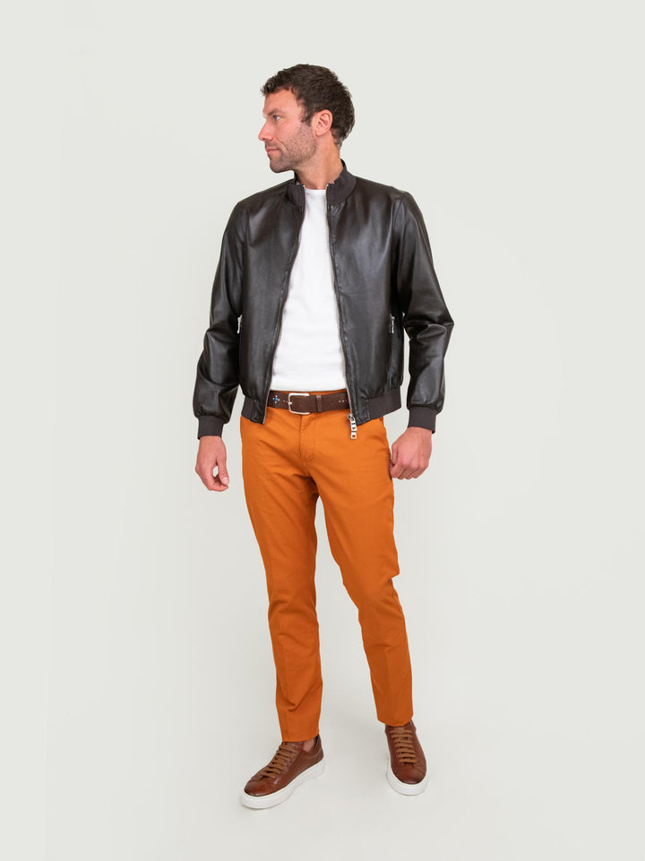 BOMBER IN PELLE MARRONE SCURO DEREK SEAMLESS 06 JACK LEATHER 