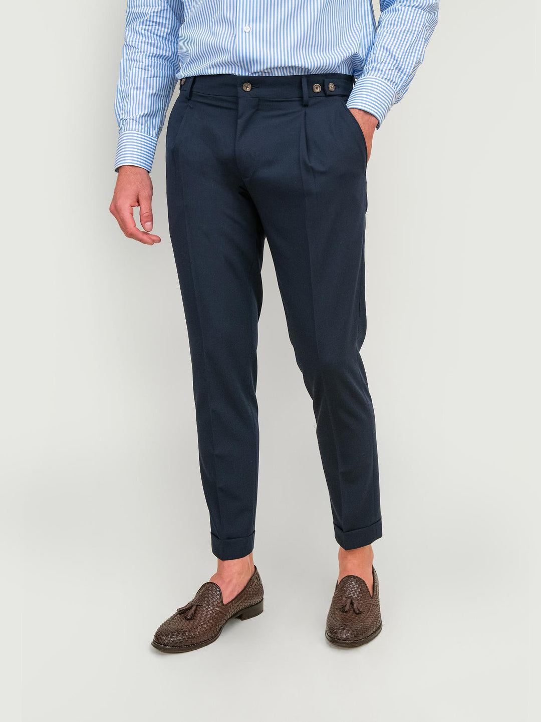 PANTALONE CON PINCES BLU GALILEO BLU ANDREA MORANDO 