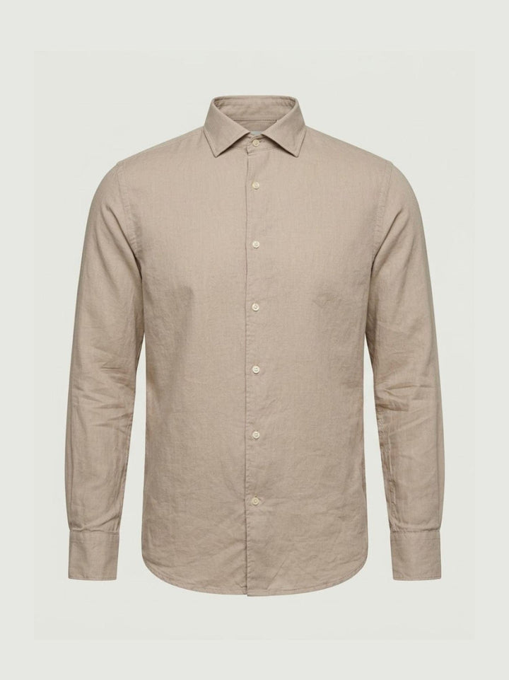 Camicia in mussola di cotone beige LEON 02 DEPERLU 