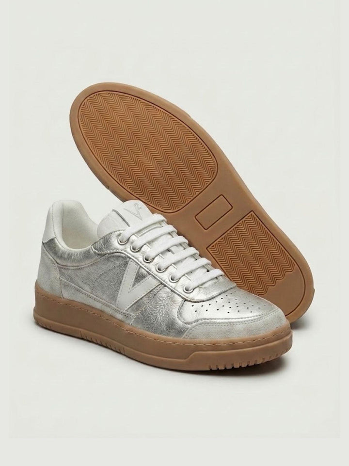 Sneaker College in pelle metallizzata argento SUCOLLA MARG V2 