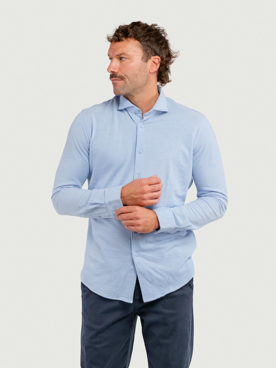 POLO CAMICIA IN COTONE PIQUET AZZURRA BU26W42CA 240 ANDREA MORANDO 