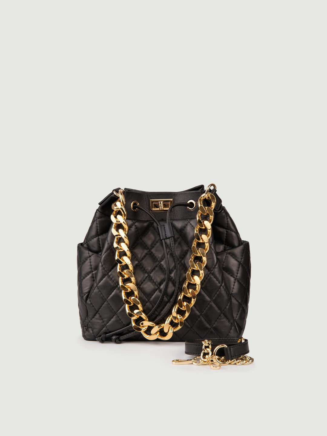SECCHIELLO IN PELLE TRAPUNTATA BUCKET BUCKET NERO BIMOR 