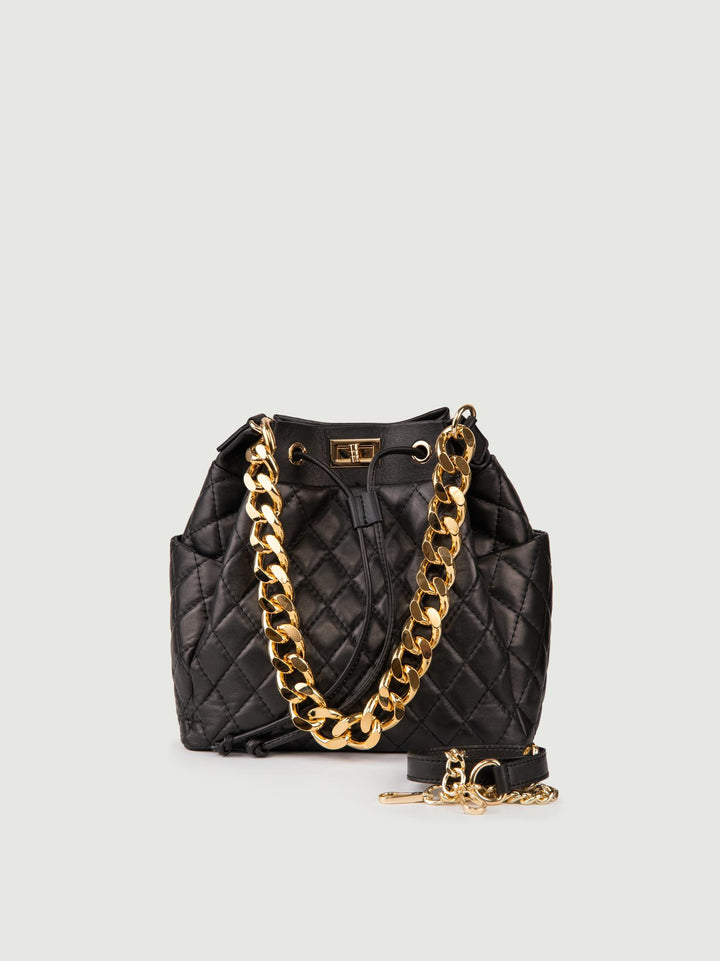 SECCHIELLO IN PELLE TRAPUNTATA BUCKET BUCKET NERO BIMOR 