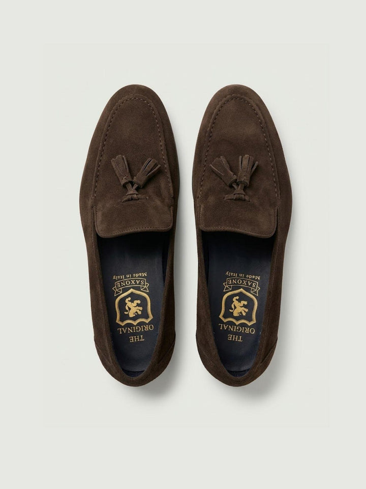 Mocassino Tassel Loafer in pelle scamosciata cioccolato 2025 520 SAXONE 