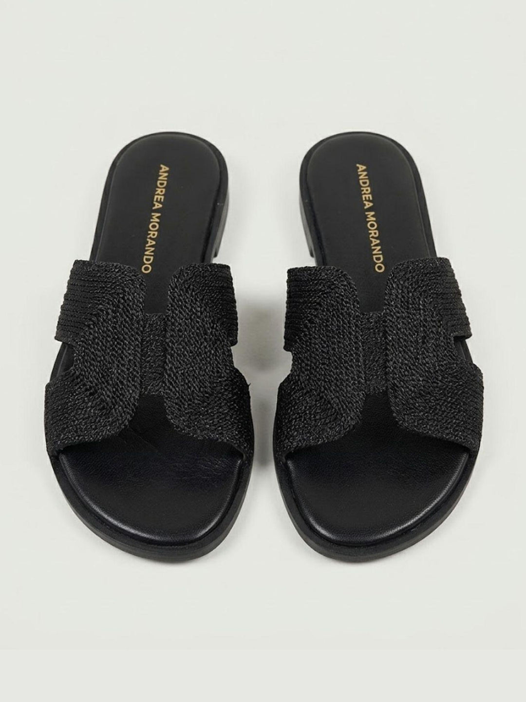 Ciabattina con fascia intrecciata nera 1324 NERO ANDREA MORANDO 