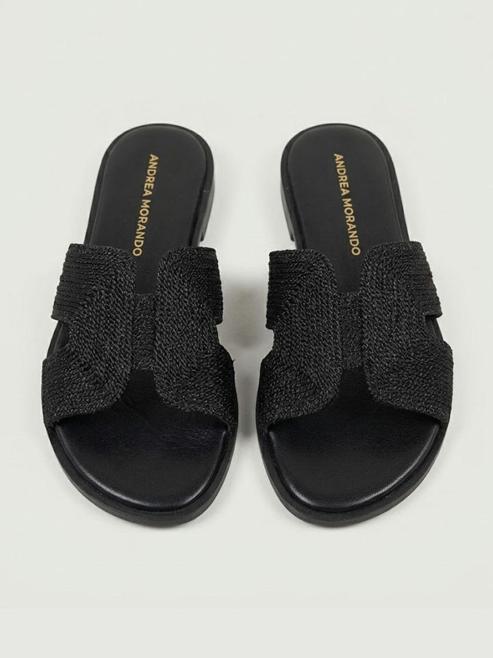 Ciabattina con fascia intrecciata nera 1324 NERO ANDREA MORANDO 