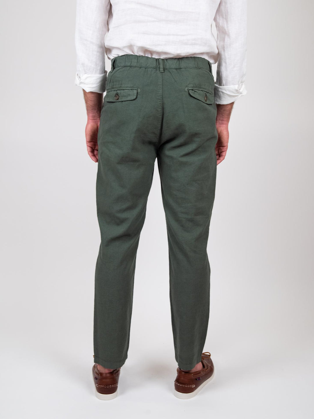Pantalone in lino verde militare BU26S38PAPA843PD 301 ANDREA MORANDO 