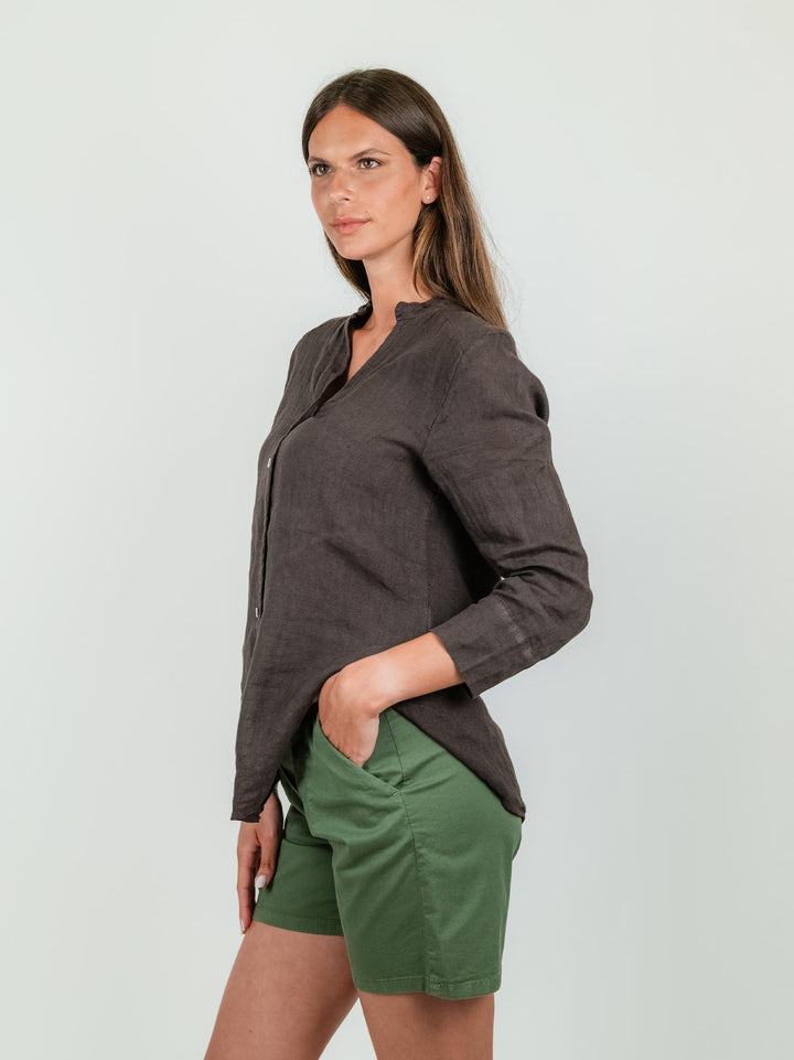 CAMICIA ALLA COREANA IN LINO TESTA MORO 4369 MORO ANDREA MORANDO 