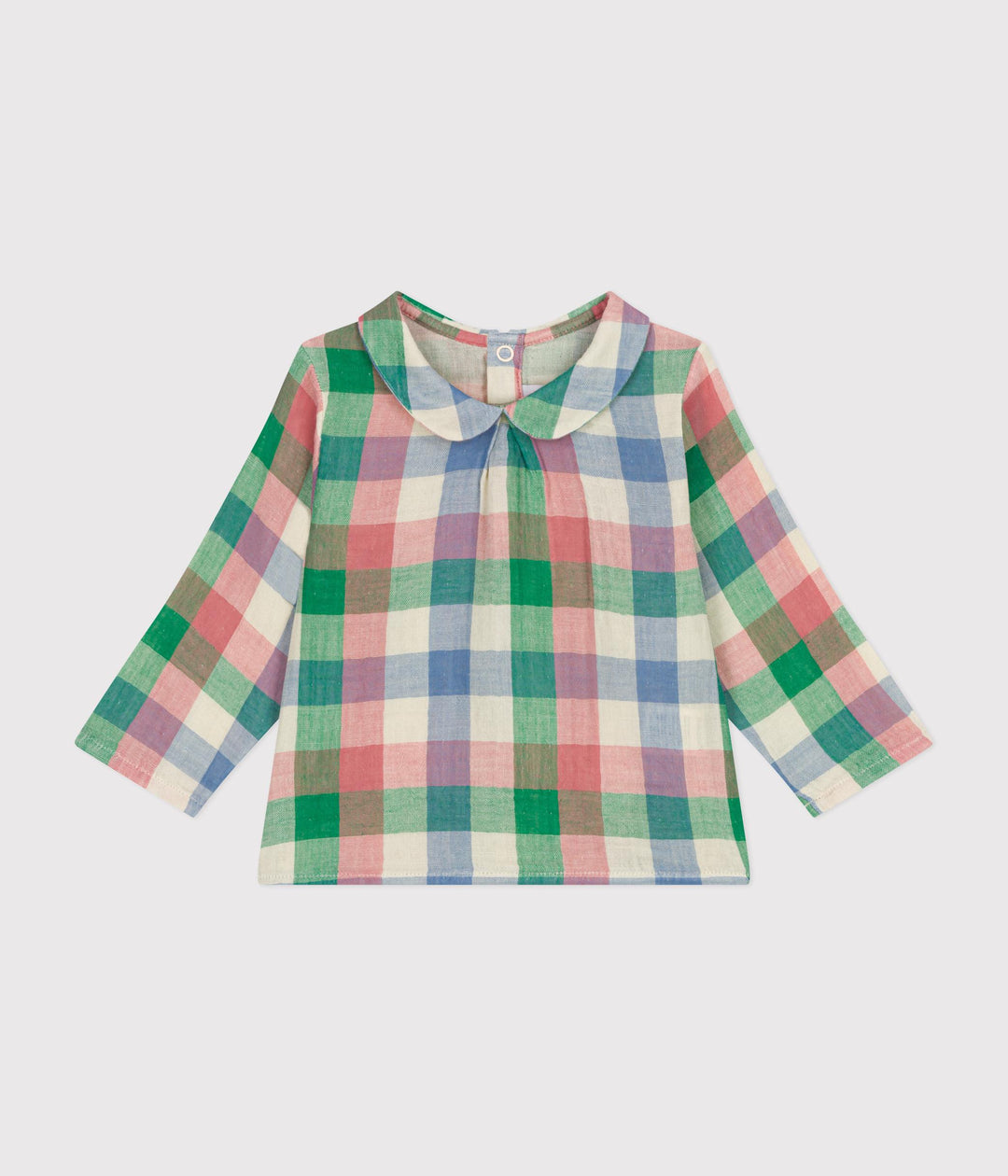 Blusa in garza di cotone quadri A0AZ5 01 PETIT BATEAU 