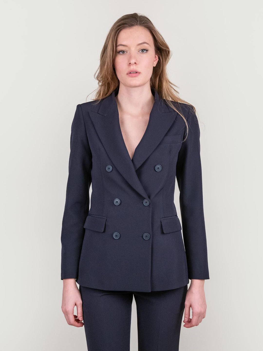 BLAZER DOPPIOPETTO IN TESSUTO BLU 113877 BLU ANDREA MORANDO 