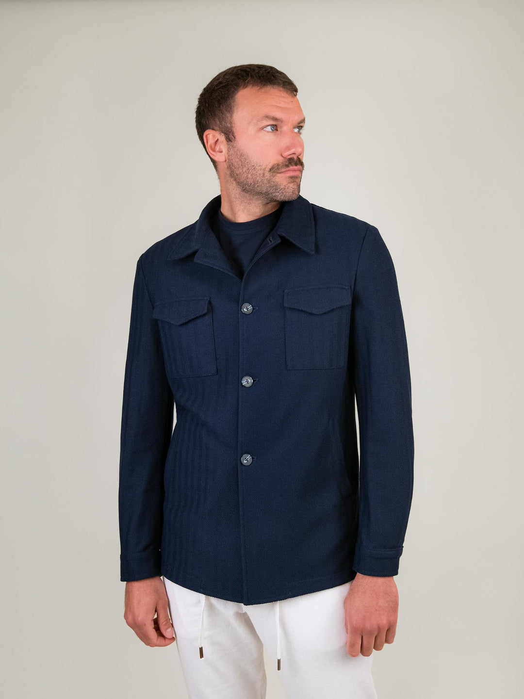 GIACCA A CAMICIA OVERSHIRT SPIGATA BLU PAGLIUCA BLU ANDREA MORANDO 