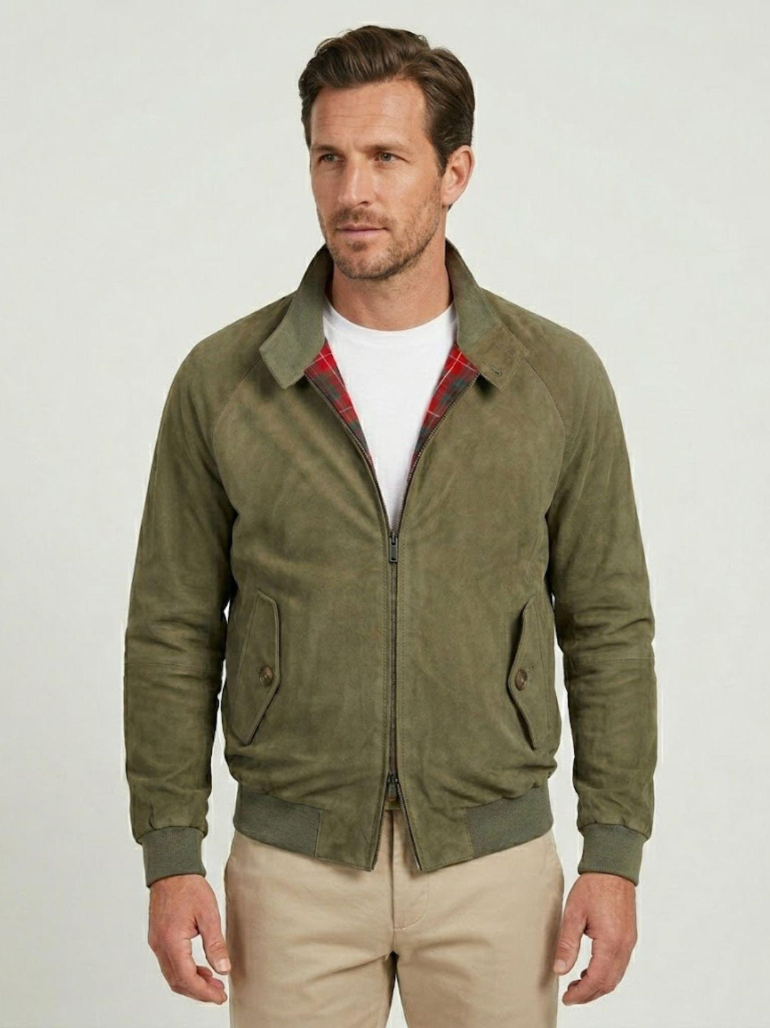 Giacca G9 in pelle scamosciata Light Green BRCPS0939 6014 BARACUTA 