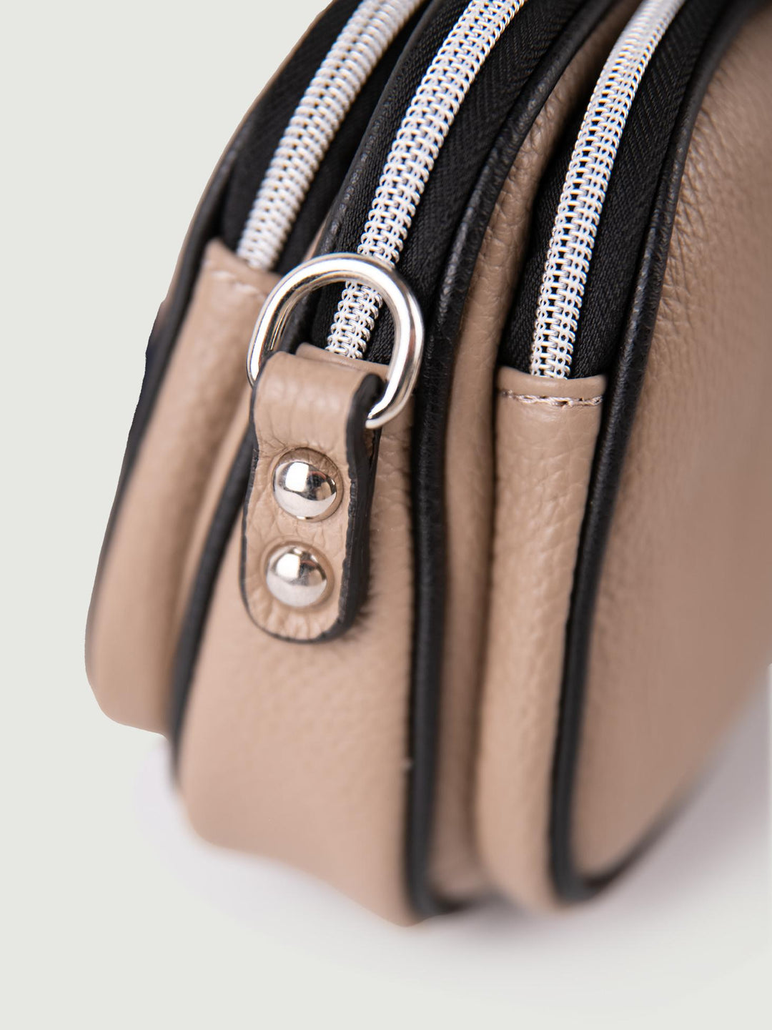 BORSA A TRACOLLA TRIS IN PELLE BEIGE TRIS TAUPE ANDREA MORANDO 