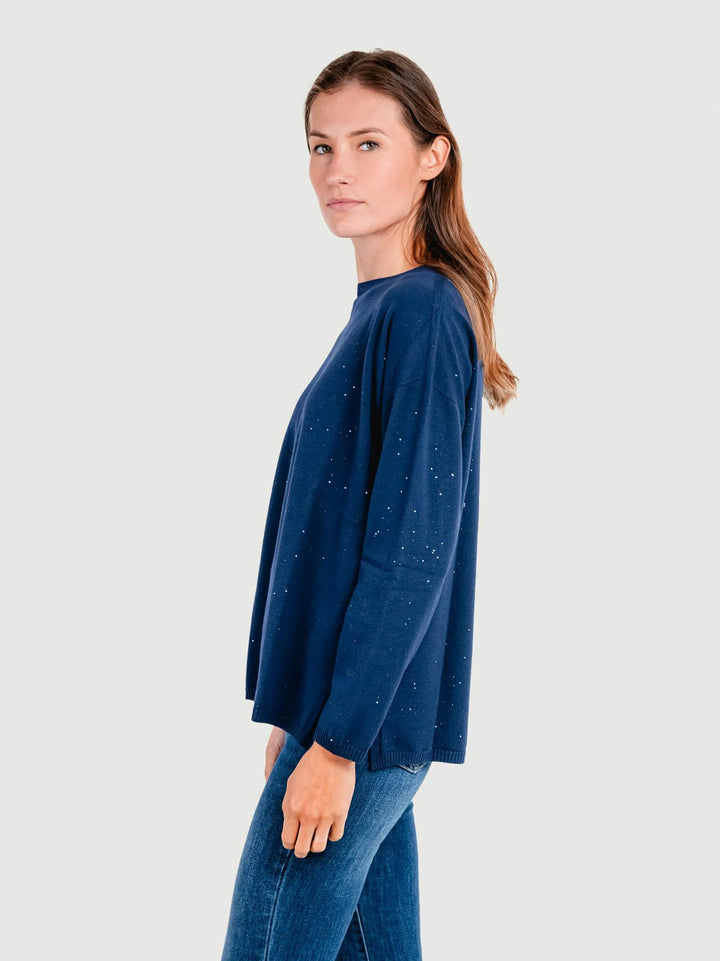 MAGLIA OVER BLU CON STRASS 7451B BLU ANDREA MORANDO 