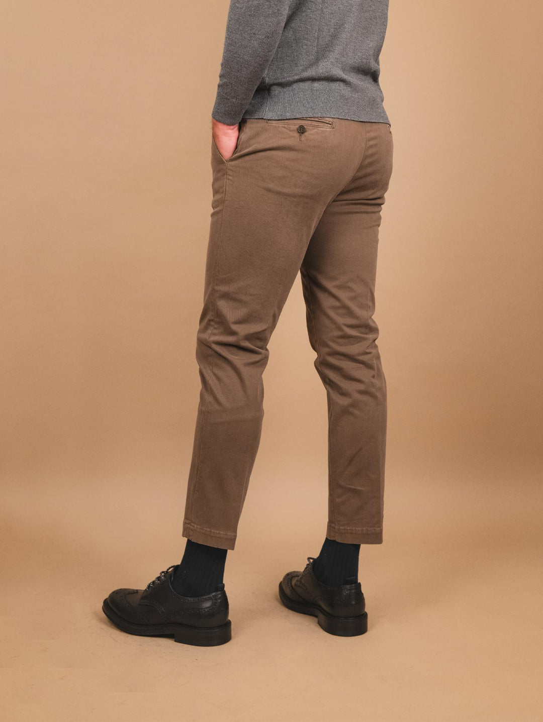 PANTALONE TASCA A FILO IN COTONE LISCIO tortora OF1CT00P004 613 ANDREA MORANDO 