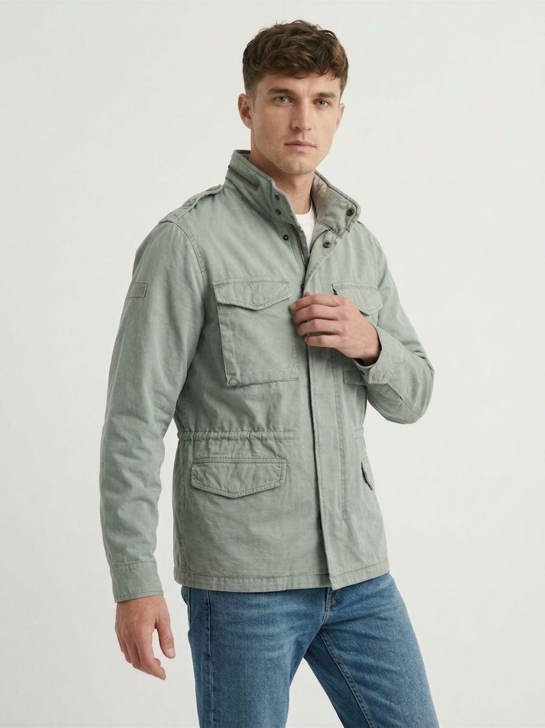 Field Jacket M65 in cotone organico salvia delavè M5012353A PE5 SUPERDRY 