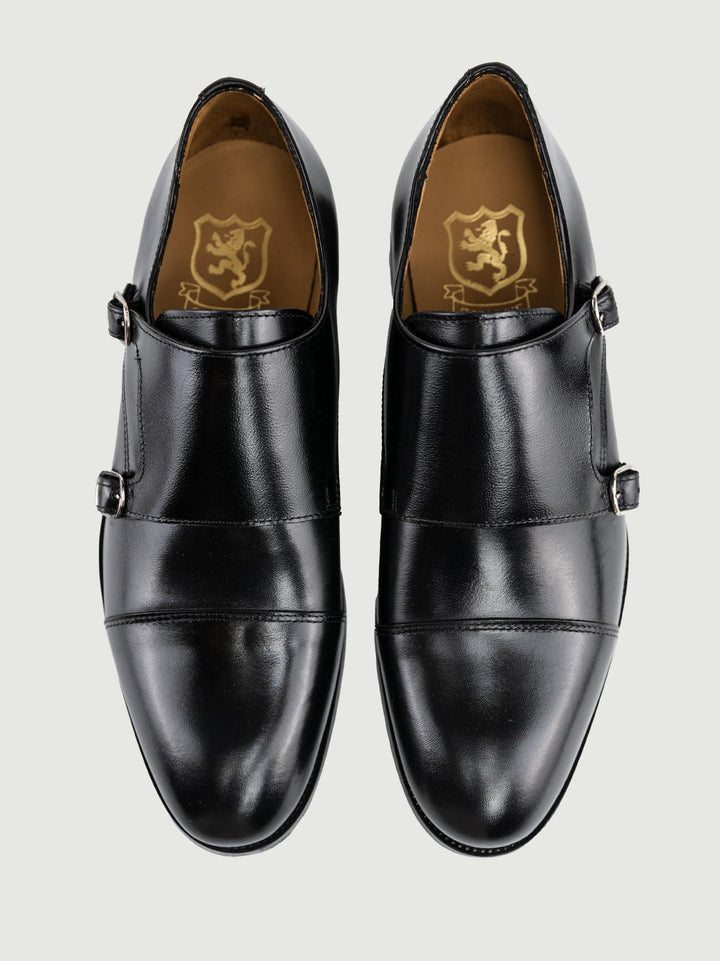 DOPPIA FIBBIA IN PELLE NERA 1441 BLACK SAXONE 