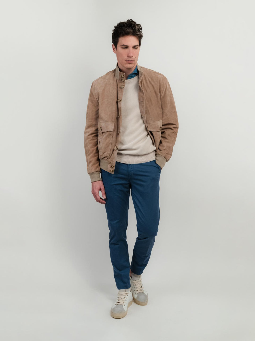 GIUBBOTTO IN CAMOSCIO BEIGE