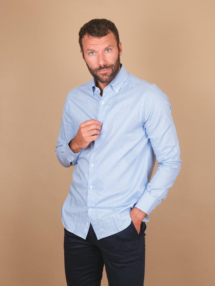 CAMICIA IN COTONE A QUADRETTI AZZURRA ADAMELIO/REG QUADRETTO AZZ ANDREA MORANDO 