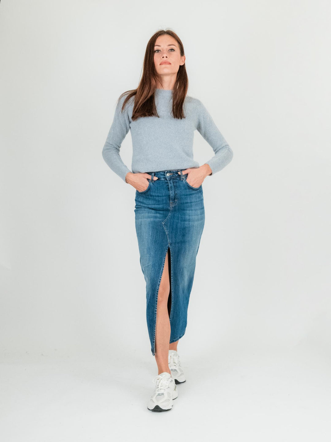 GONNA LUNGA IN DENIM MEDIO