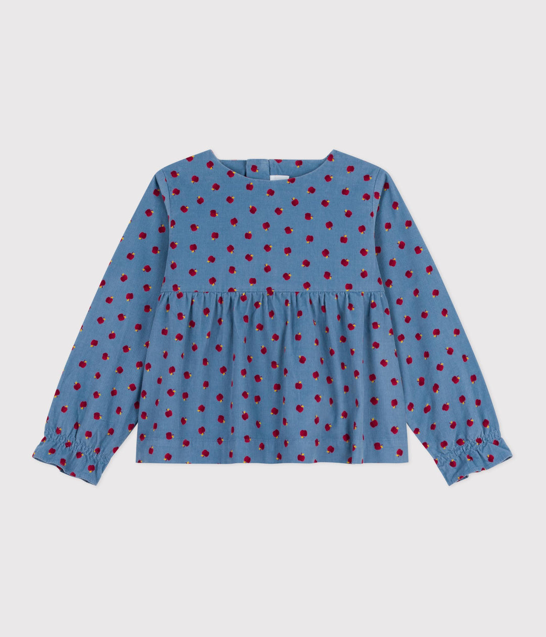 Blusa a maniche lunghe in velluto fantasia mele A0DXN 01 PETIT BATEAU 