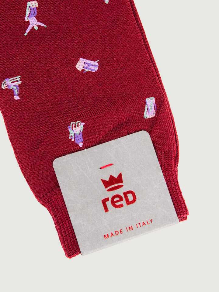 CALZA ROSSA MOTIVO SLITTINI 62196G RUBINO RED 