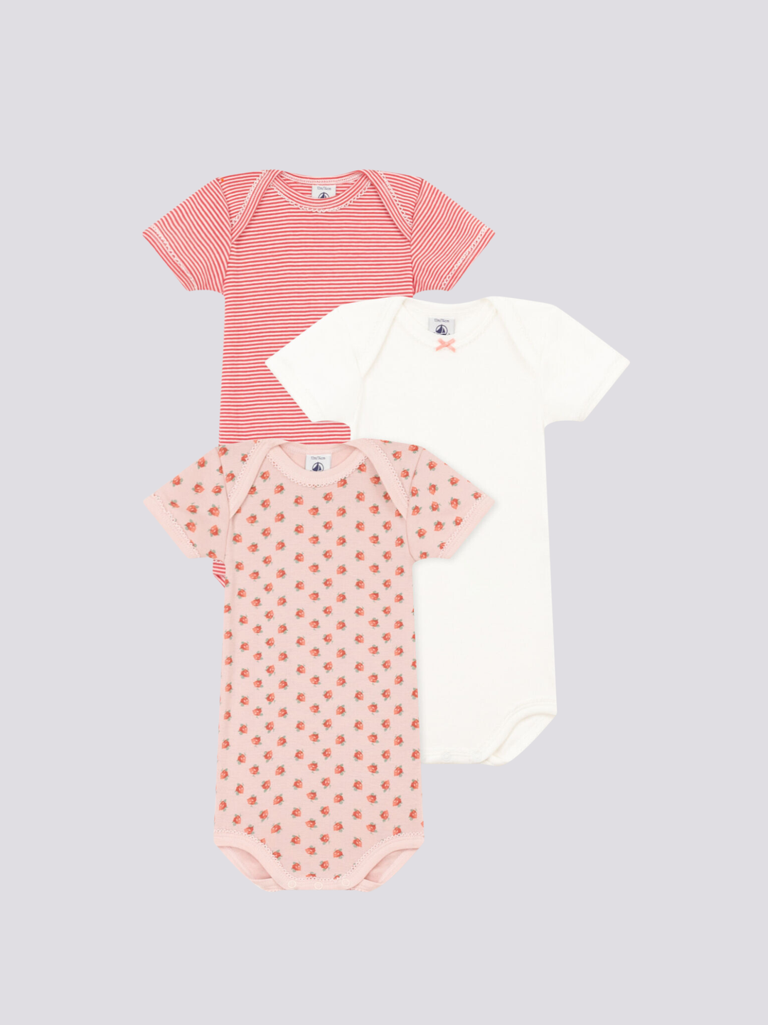 CONFEZIONE DA 3 BODY IN COTONE CON FANTASIA A FIORI A08K2 00 PETIT BATEAU 