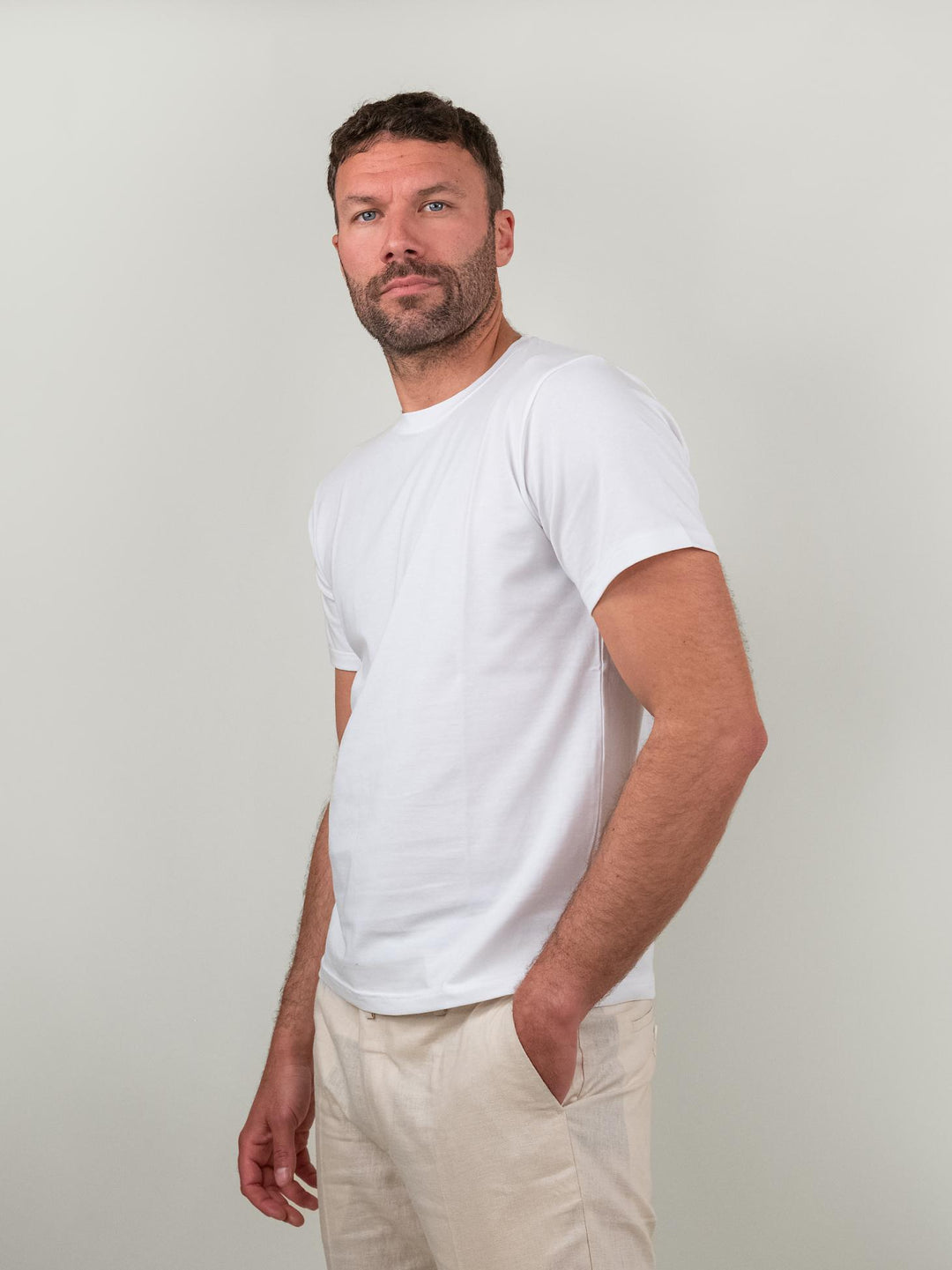 T-SHIRT GIROCOLLO A MANICA CORTA BIANCA PRATI BIANCO ANDREA MORANDO 