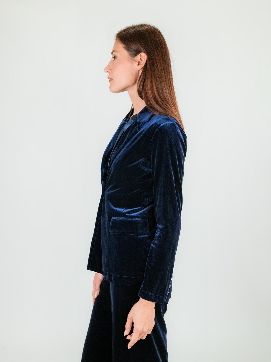 BLAZER IN VELLUTO LISCIO BLU 245C1000 303 ANDREA MORANDO 
