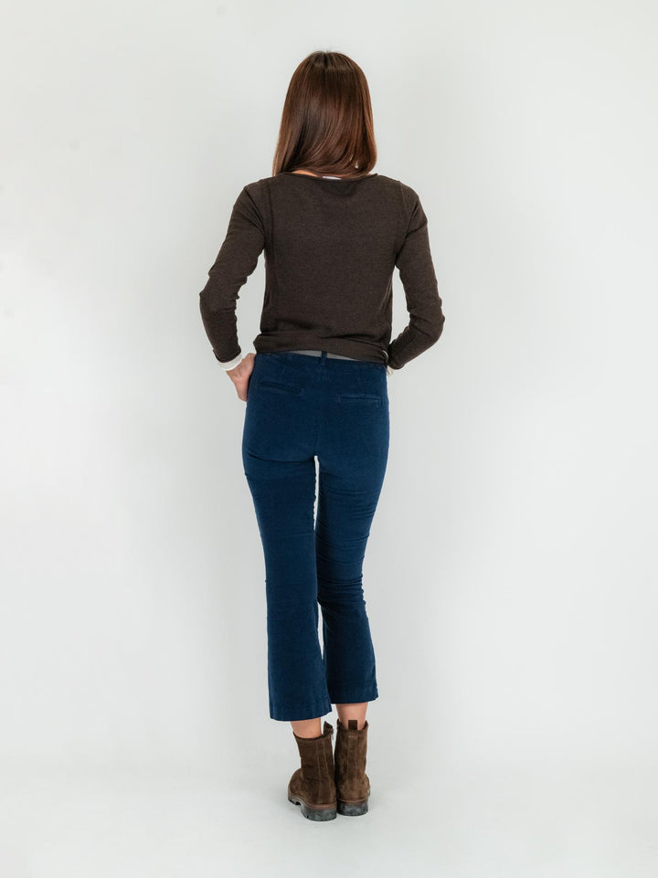 Pantalone a trombetta in velluto blu 824W21 BLU ANDREA MORANDO 