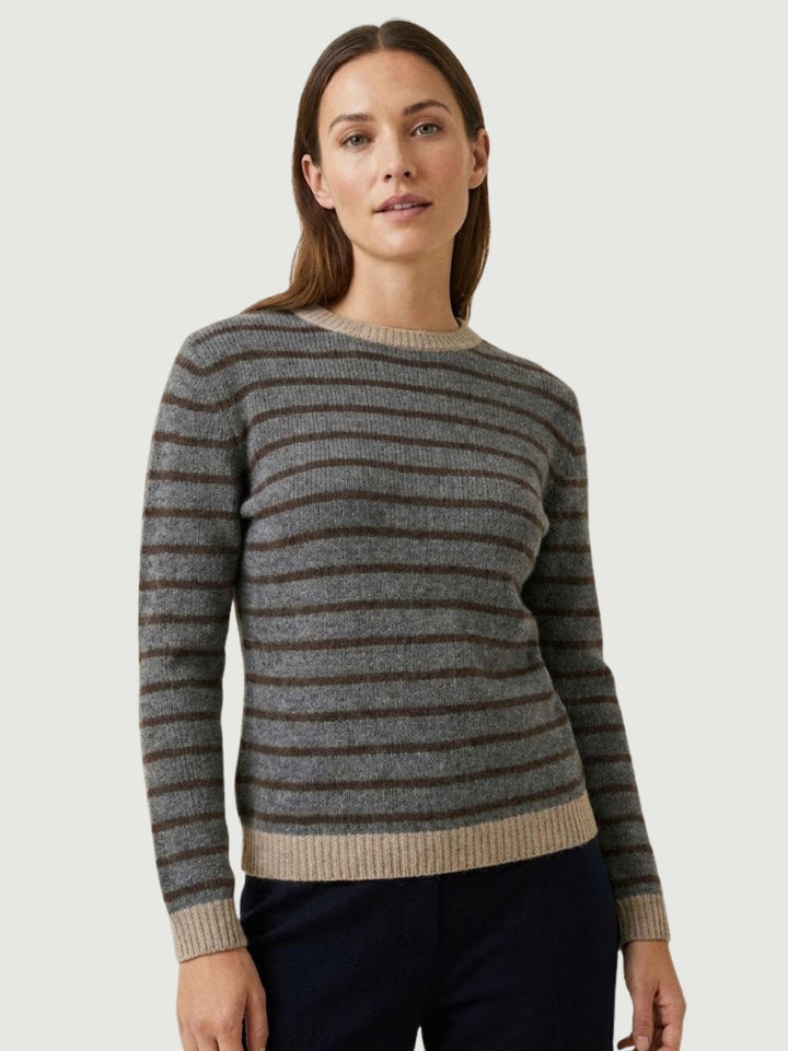 MAGLIA GRIGIO A RIGHE MORO 10848 BEIGE ANDREA MORANDO 