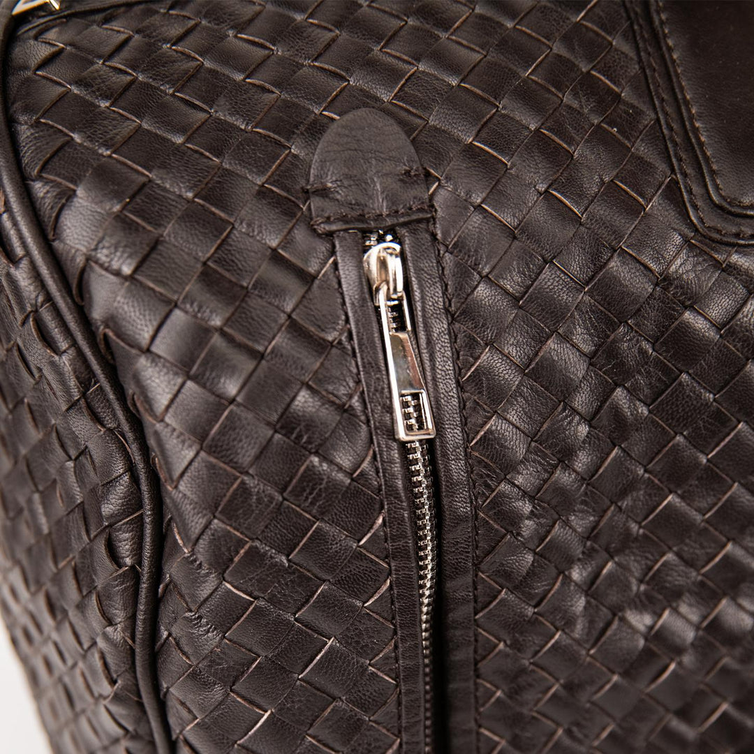 BORSONE IN PELLE INTRECCIATA DARK BROWN TOURIST 06 JACK LEATHER 