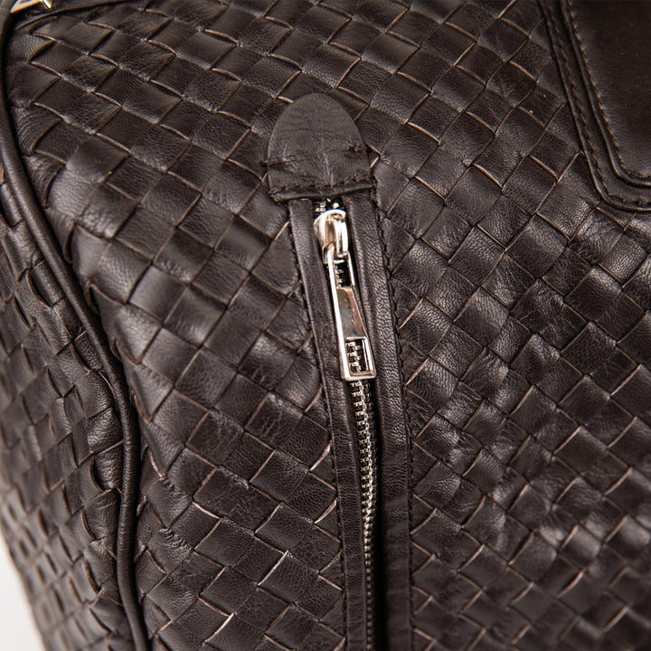 BORSONE IN PELLE INTRECCIATA DARK BROWN TOURIST 06 JACK LEATHER 
