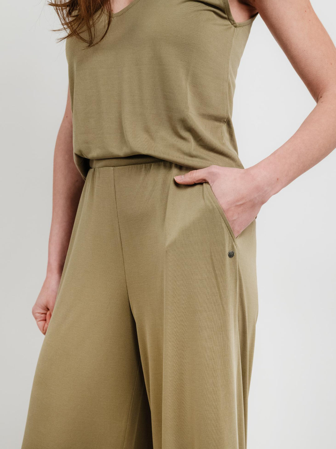 PANTALONI A PALAZZO KAKI 525LIXX517 KAKI ANDREA MORANDO 