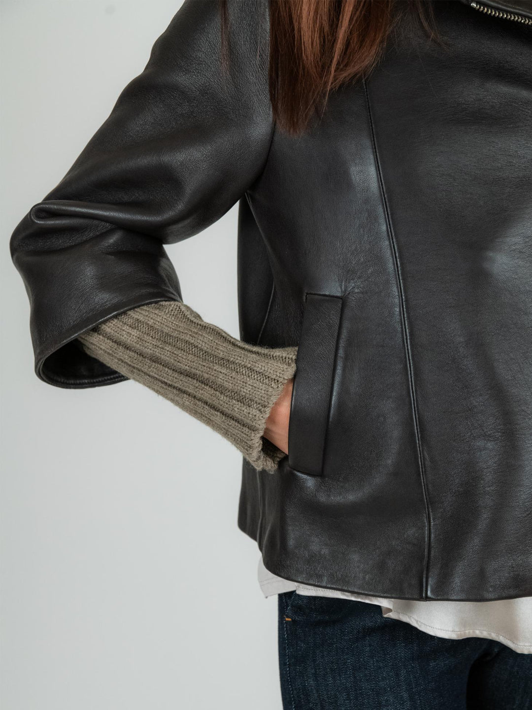 GIACCA IN PELLE GEMINI CON MANICHE IN MAGLIA GEMINI 06 JACK LEATHER 