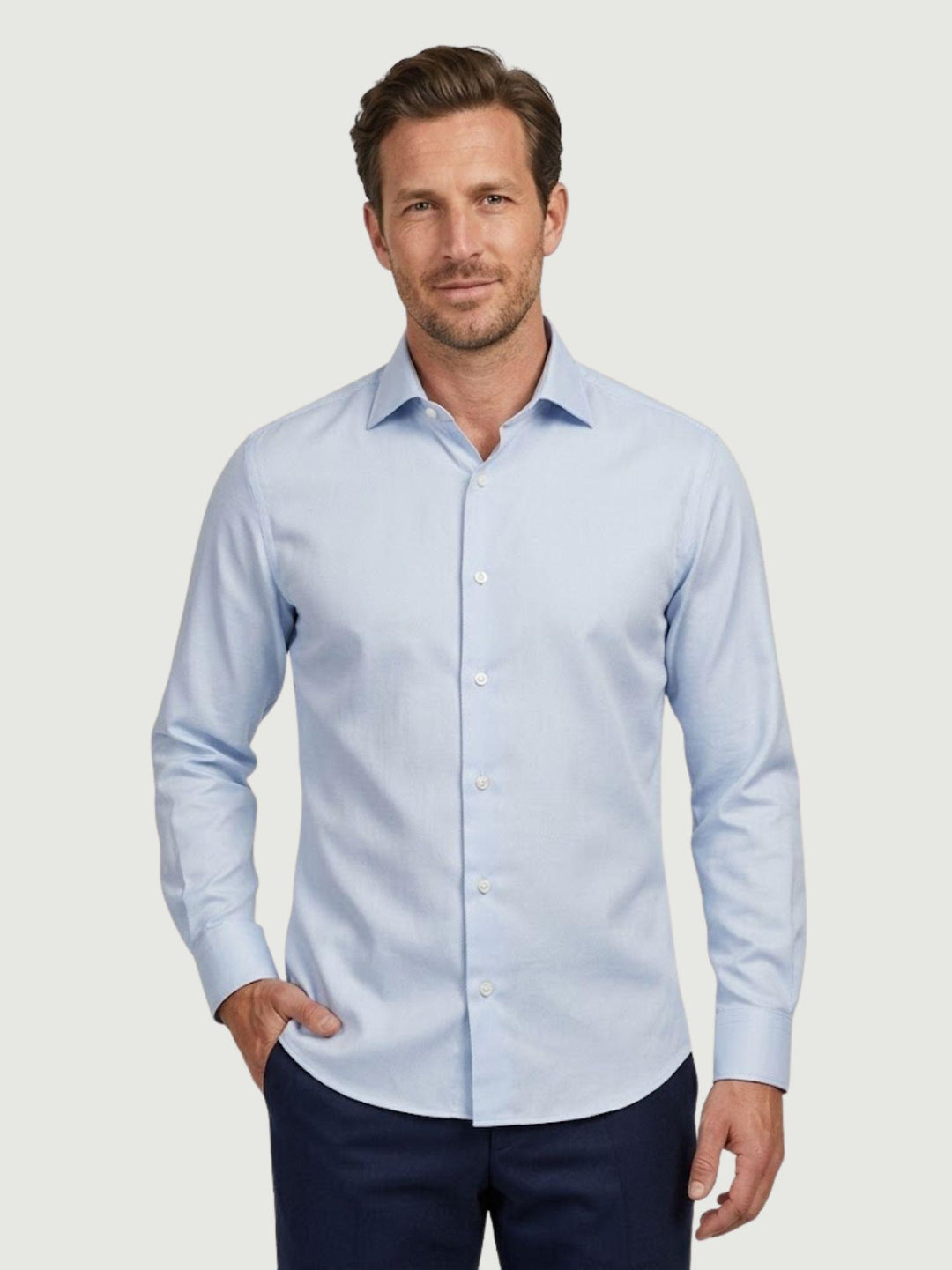 Camicia collo francese in cotone azzurra slim ASSISI ROYAL/SLIM 5710-1 ANDREA MORANDO 