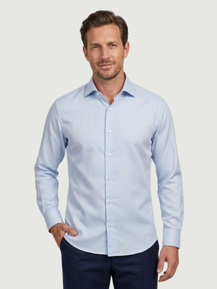 Camicia collo francese in cotone azzurra slim ASSISI ROYAL/SLIM 5710-1 ANDREA MORANDO 