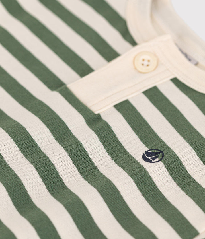 T-SHIRT VERDE A RIGHE BEBÈ IN JERSEY A09QI 01 PETIT BATEAU 