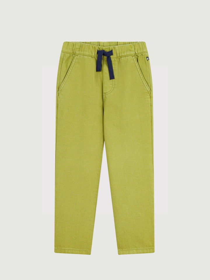 Pantaloni con elastico in cotone verdi A0FJU 01 PETIT BATEAU 