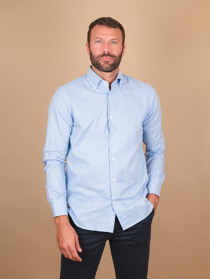 CAMICIA IN COTONE A QUADRETTI AZZURRA ADAMELIO/REG QUADRETTO AZZ ANDREA MORANDO 
