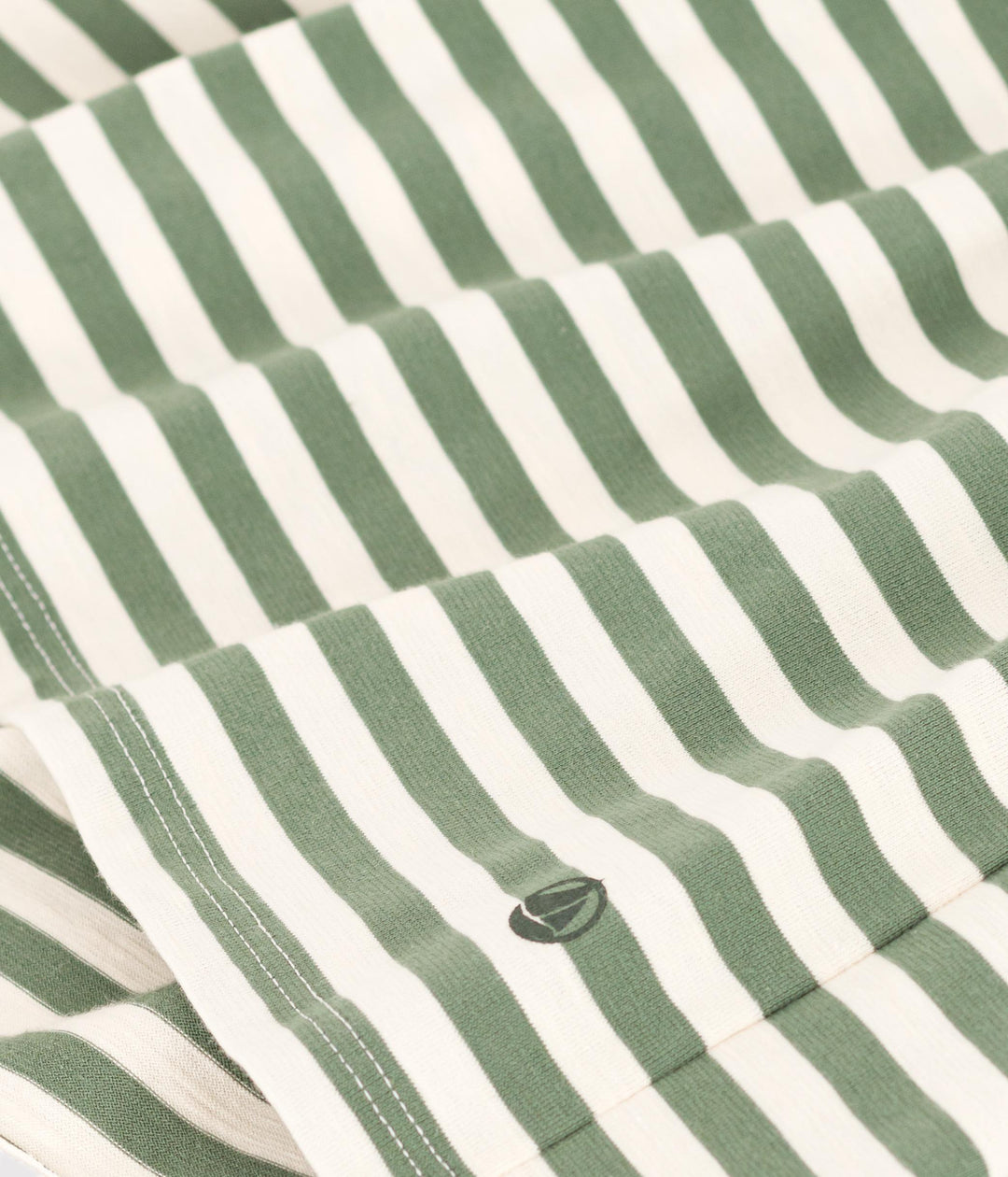 ABITO A MANICHE CORTE IN COTONE VERDE A RIGHE BAMBINA A09SU 01 PETIT BATEAU 