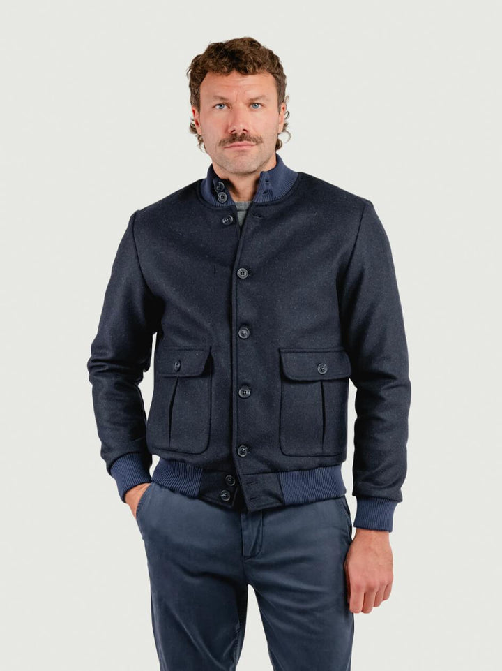 BOMBER IN LANA BLU BOMBER NAVY ANDREA MORANDO 