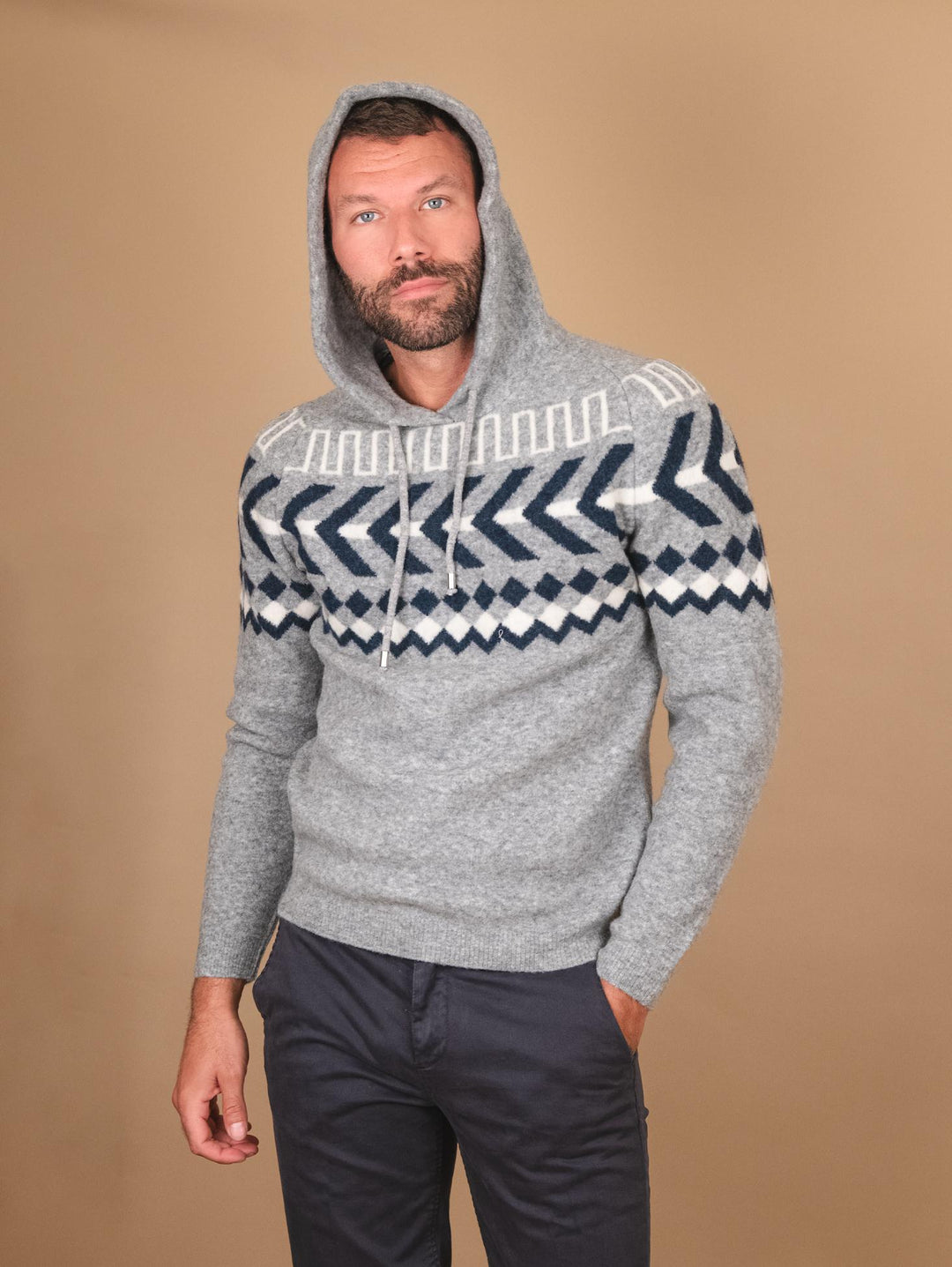MAGLIA CON CAPPUCCIO IN MISTO LANA MERINO CON MANICA RAGLAN 0098 0053 FIESOLI DANIELE 