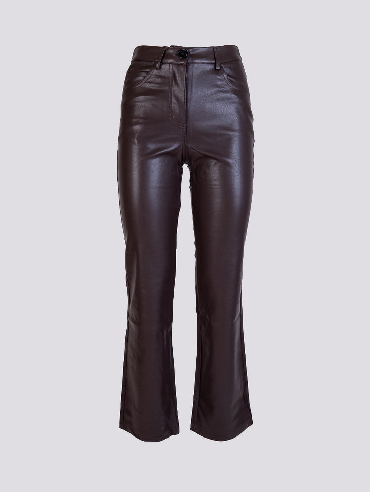 Pantalone a tromebetta in ECOPELLE marrone B9118/ T MORO ANDREA MORANDO 