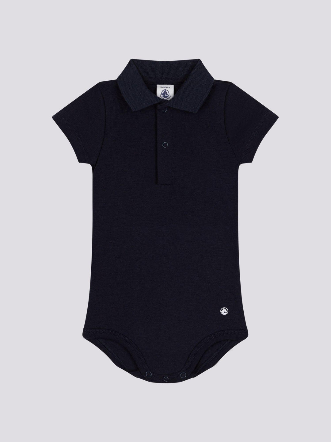 BODY CON COLLETTO POLO NERO IN COTONE BEBÈ A09ZH 02 PETIT BATEAU 
