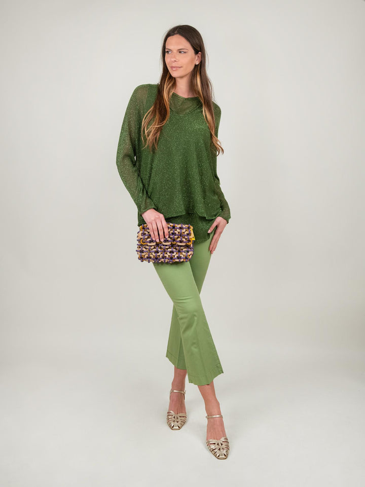 MAGLIA OVER VERDE LUREX 12104 VERDE ANDREA MORANDO 