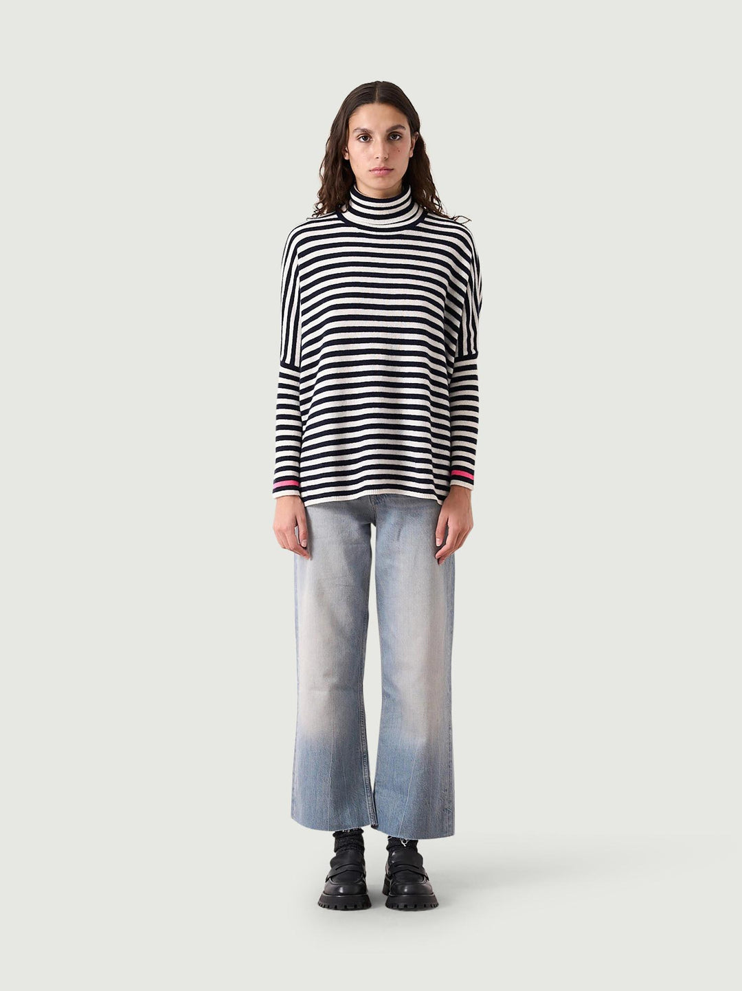 Dolcevita JOANNA IN cashmere A RIGHE Blu e bianco JOANNA NAVY ABSOLUT CASHMERE 