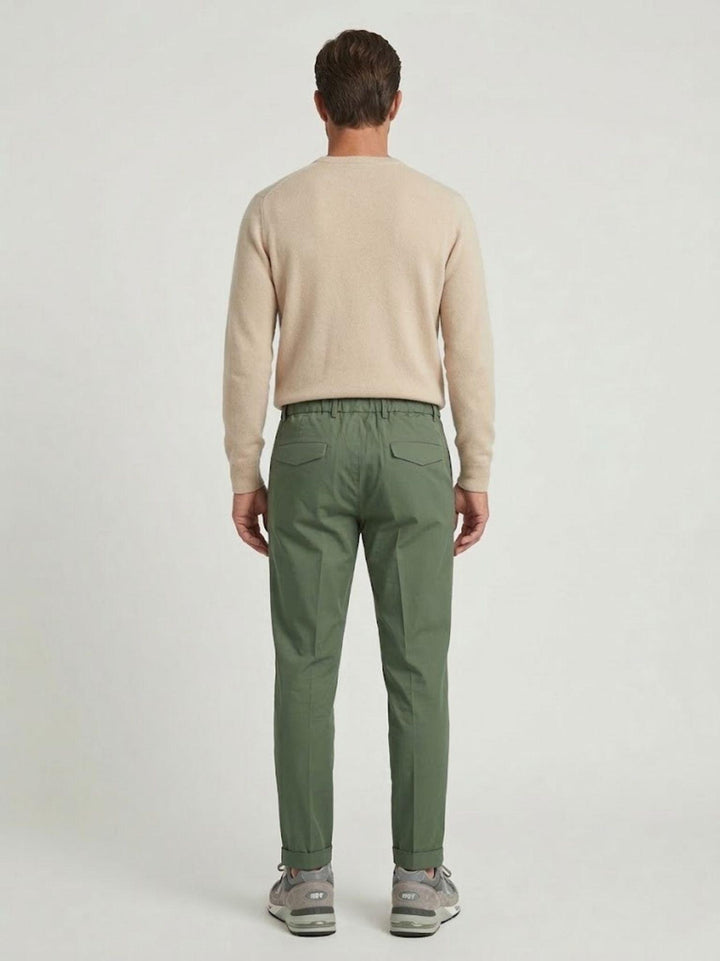 Pantalone con coulisse in cotone verde CO0073M 4000 ANDREA MORANDO 